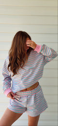 Cotton Candy Striped Crewneck & Shorts