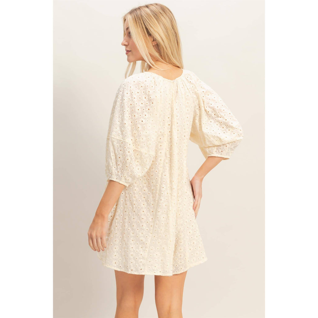 Eyelet Babydoll Romper: CREAM