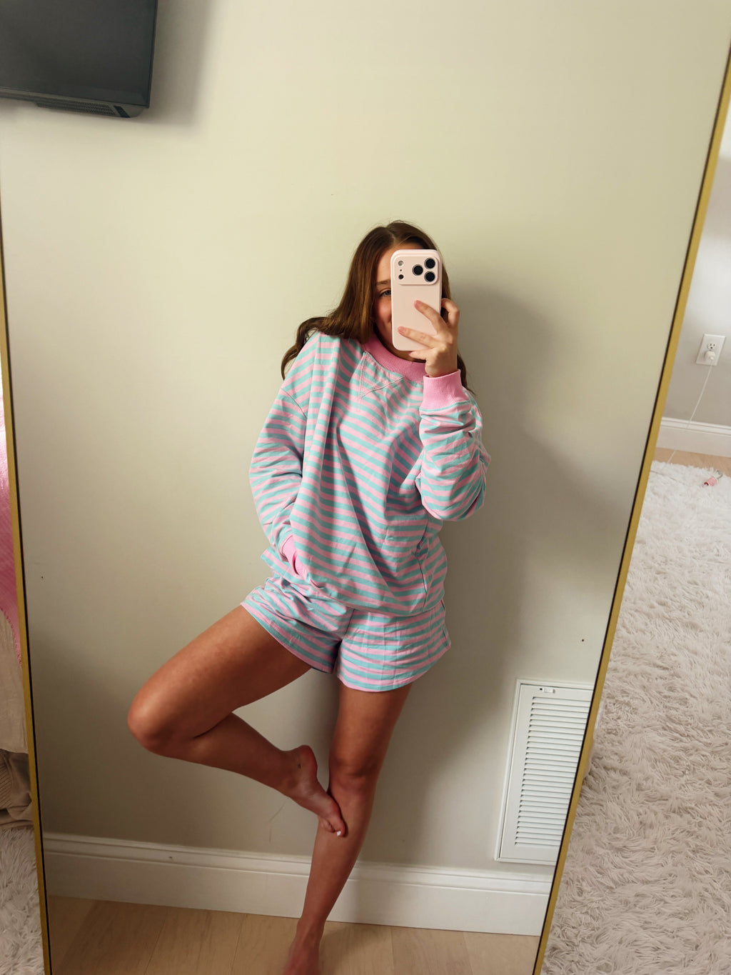 Cotton Candy Striped Crewneck & Shorts
