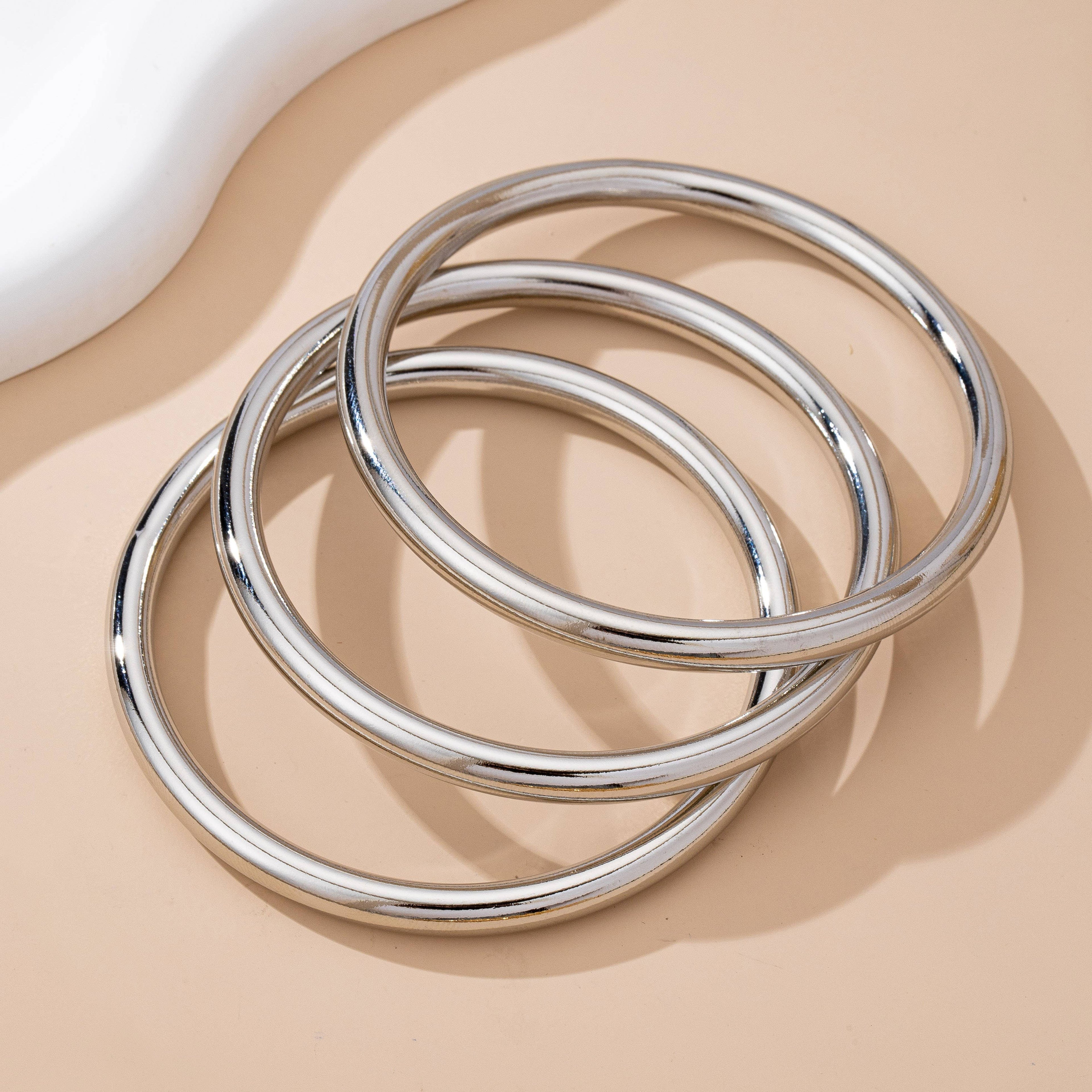 Chunky Triple Tube Bangle Set | 80B1604: GOLD