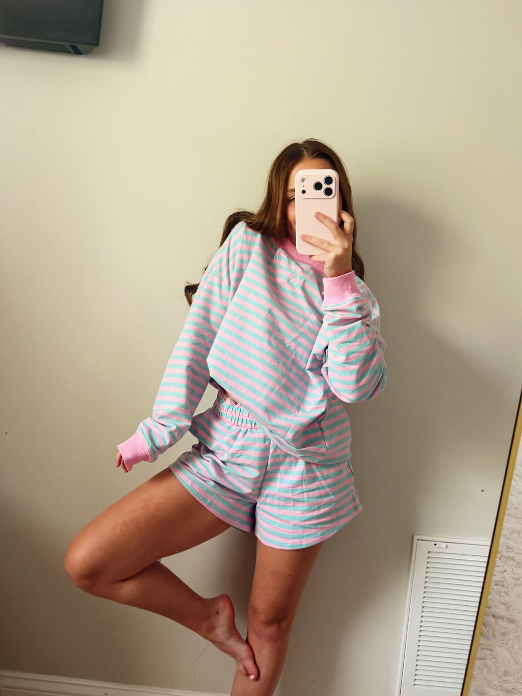Cotton Candy Striped Crewneck & Shorts