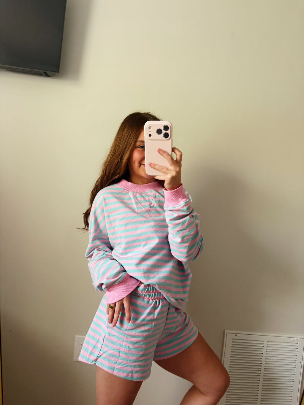 Cotton Candy Striped Crewneck & Shorts