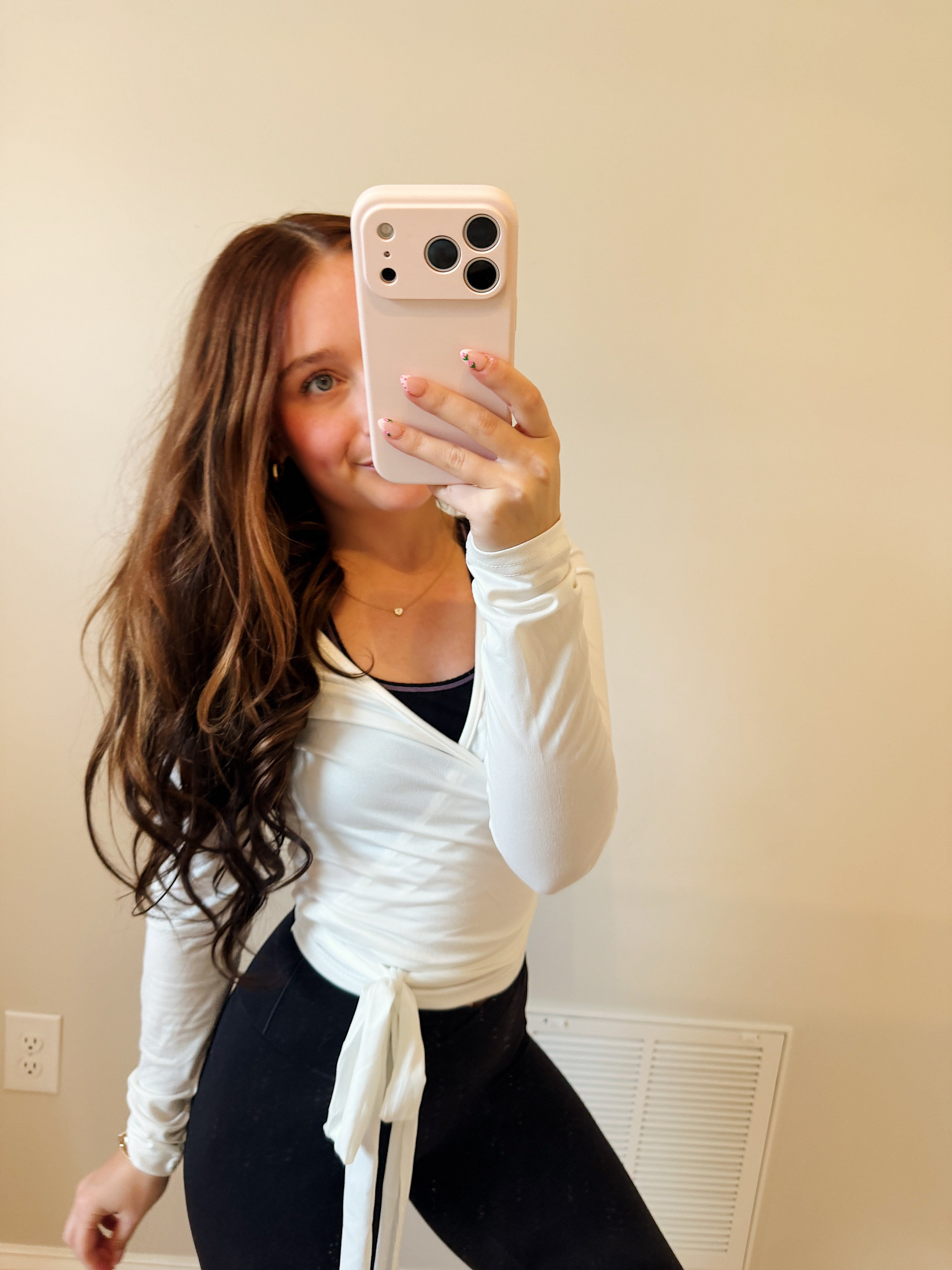 White Workout V-Neck Wrap Front Tie Shirt