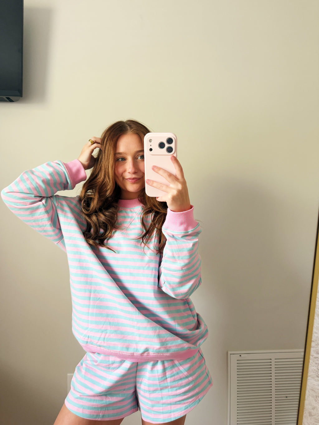 Cotton Candy Striped Crewneck & Shorts