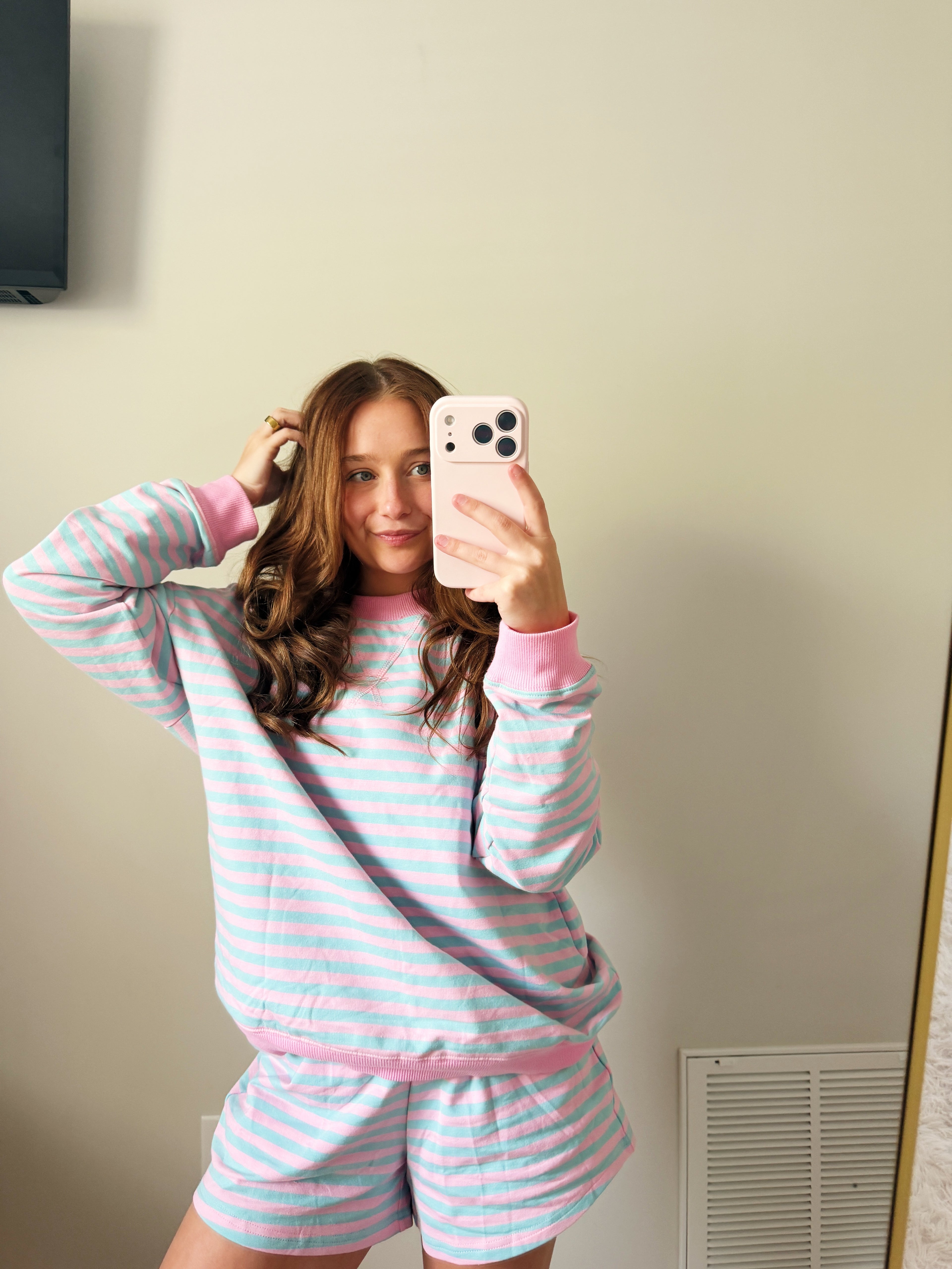 Cotton Candy Striped Crewneck & Shorts