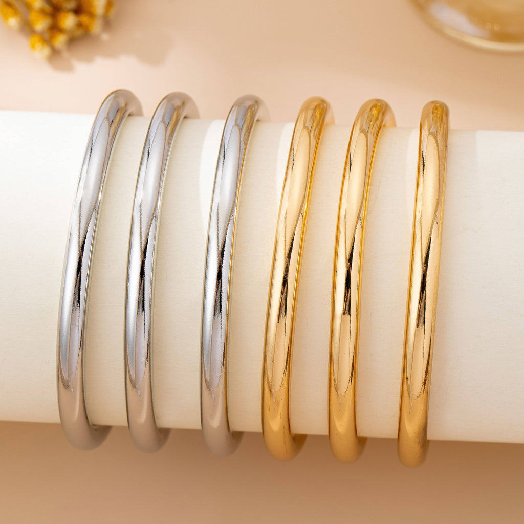 Chunky Triple Tube Bangle Set | 80B1604: GOLD