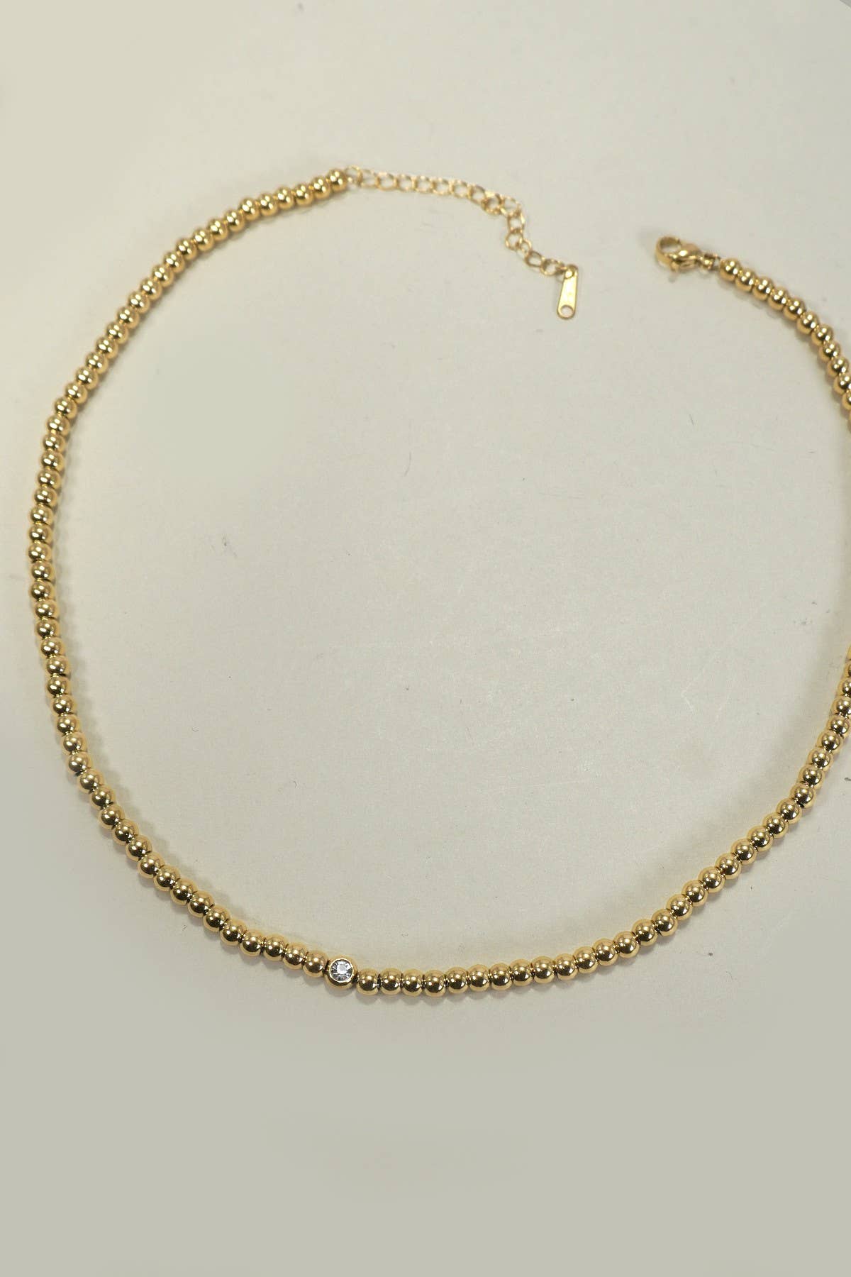 18K STAINLESS STEEL TARNISH FREE BEADED NECKLACE | 40NK9412: GOLD