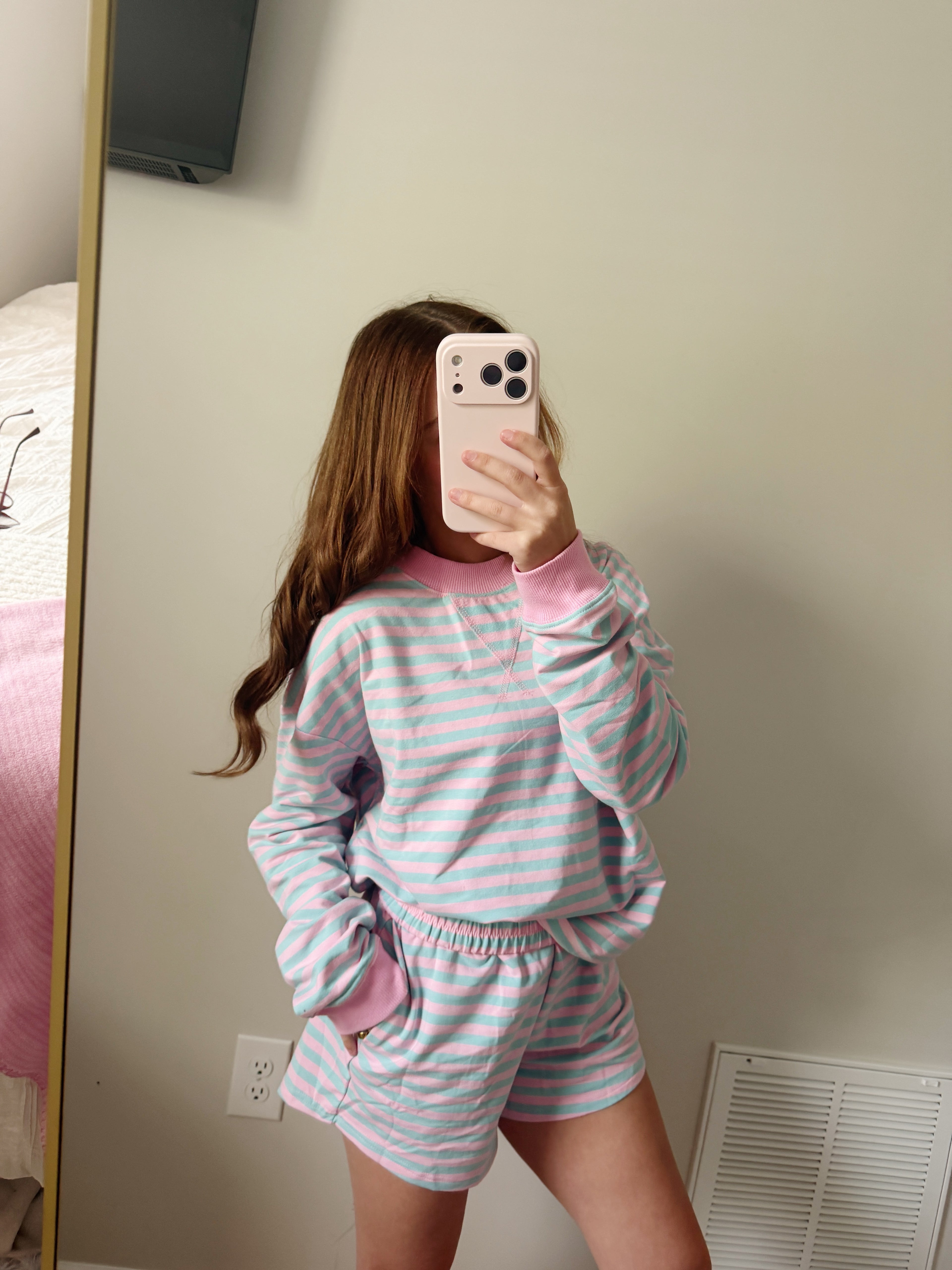 Cotton Candy Striped Crewneck & Shorts