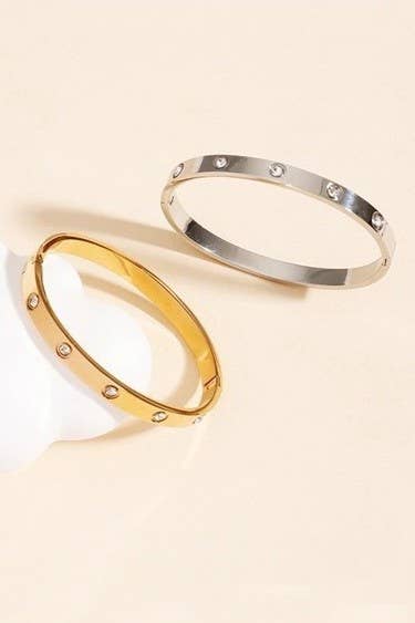 18K NON-TARNISH WATERPROOF STAINLESS STEEL BANGLE | 40B5153: Gold