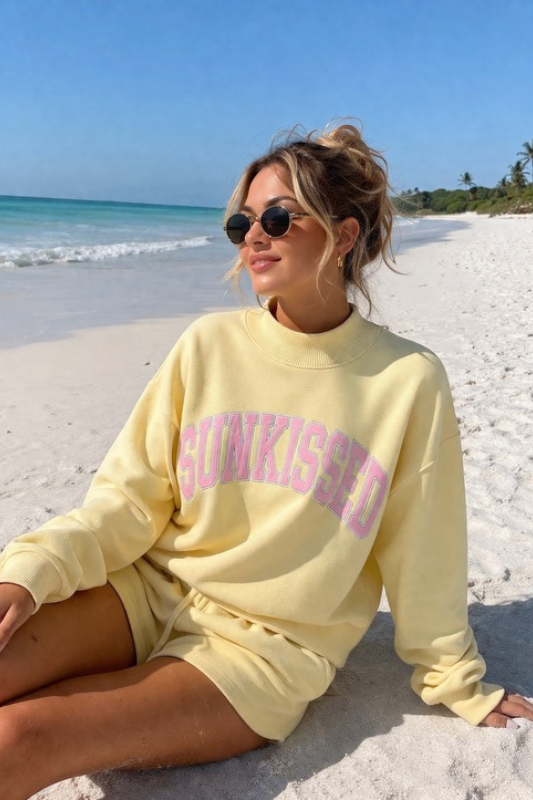 SUNKISSED Embroidered Mockneck & Shorts SET