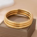 Chunky Triple Tube Bangle Set | 80B1604: GOLD