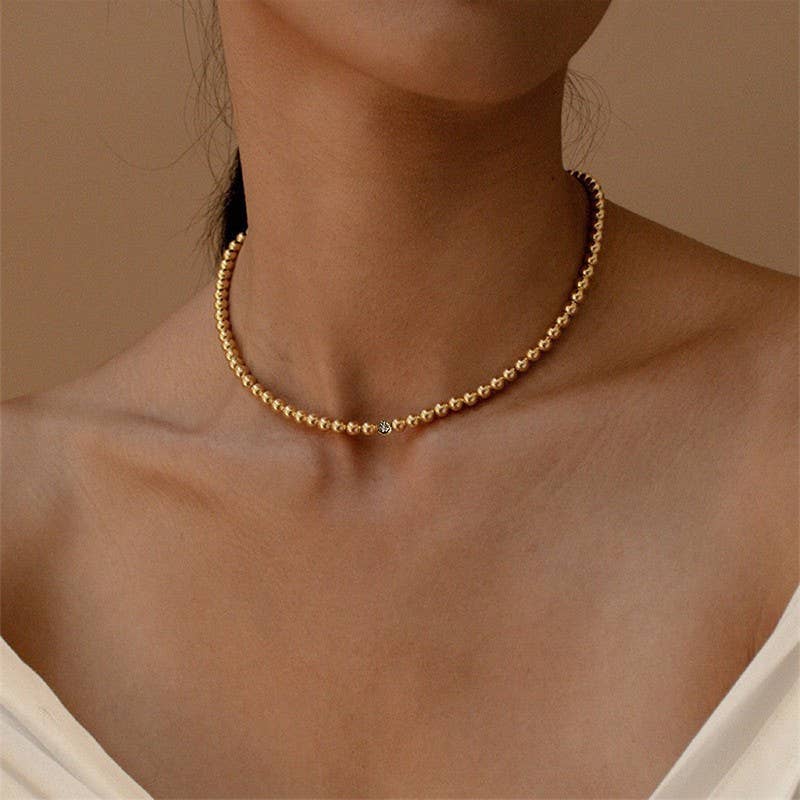 18K STAINLESS STEEL TARNISH FREE BEADED NECKLACE | 40NK9412: GOLD
