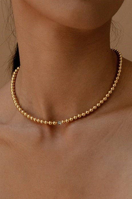 18K STAINLESS STEEL TARNISH FREE BEADED NECKLACE | 40NK9412: GOLD